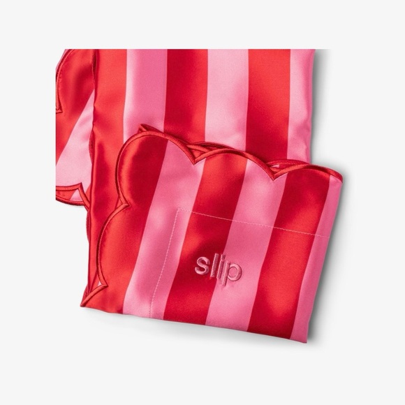 Slip Red and Pink Silk Pillowcase - Picture 3 of 6